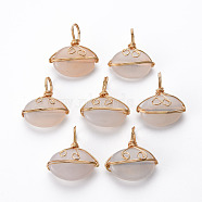 Natural Agate Pendants, with Golden Brass Findings, Oval, WhiteSmoke, 22~24x20~21x6~8mm, Hole: 6~7x4~5mm(G-S359-293A)