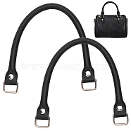 Cowhide Bag Handles, with Alloy Clasps, for Bag Replacement Accessories, Black, 36x2.05x1cm(FIND-WH0126-159A)