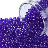 TOHO Round Seed Beads, Japanese Seed Beads, (8) Transparent Cobalt, 11/0, 2.2mm, Hole: 0.8mm, about 1110pcs/10g(X-SEED-TR11-0008)