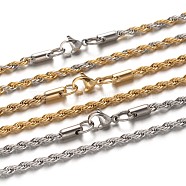 304 Stainless Steel Rope Chain Necklaces, with Lobster Claw Clasps, Mixed Color, 23.7 inch(60.1cm), 3mm(NJEW-M124-09)