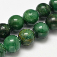 Natural African Jade Beads Strands, Round, about 10mm, Hole: 1mm, about 38pcs/strand, 15.5 inch(G-K091-10mm)