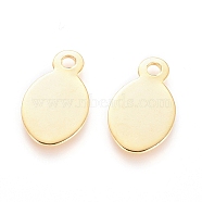 304 Stainless Steel Stamping Blank Tag Pendants, Flat Oval, Golden, 13x7x0.8mm, Hole: 1.5mm(STAS-P134-12G)