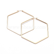 201 Stainless Steel Angular Hoop Earrings, with 304 Stainless Steel Pin, Hypoallergenic Earrings, Hexagon, Golden, 80x71x2mm, Pin: 0.7x1mm(EJEW-F205-13G-D)