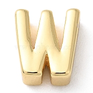 Rack Plating Brass Slide Charms, Cadmium Free & Lead Free, Real 18K Gold Plated, Letter, Letter W, 8x7x3.5mm, Hole: 1.4mm(KK-M254-15G-W)