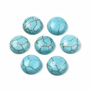 Craft Findings Dyed Synthetic Turquoise Gemstone Flat Back Dome Cabochons, Half Round, Dark Turquoise, 10x4mm(TURQ-S266-10mm-01)