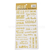 Hot Gold Foil Paper Self-Adhesive Stickers, for DIY Photo Album Diary Scrapbook Decoration, Letter, 175x85x0.1mm, Sticker: 10~20x9.5~79mm(DIY-K076-01B)