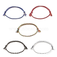 5Pcs Macrame Cotton Braided Cord Anklets Set, Friendship Adjustable Anklets for Women, Red, Inner Diameter: 2-1/4~3-1/2 inch(5.8~8.9cm)(AJEW-AN00486-05)