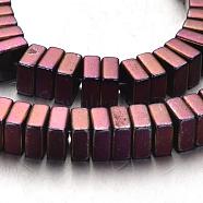 Electroplate Non-magnetic Synthetic Hematite Bead Strands, Square Heishi Beads, Purple Plated, 6x6x3mm, Hole: 1mm, about 136pcs/strand, 15.7 inch(G-F300-20A-04)