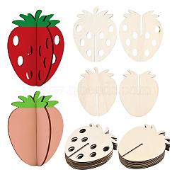 24Pcs 2 Styles Unfinished Wood Strawbeery Ornaments, PapayaWhip, 57~59x57~57.5x100mm, 12pcs/style(WOOD-SC0002-26)