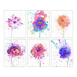 Chemical Fiber Oil Canvas Hanging Painting, Home Wall Decoration, Rectangle, Flower Pattern, 25x20cm, 1pc/style, 6 style, 6pcs/set(AJEW-WH0173-088)