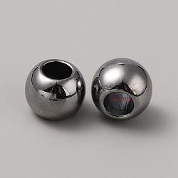CCB Plastic European Beads, Large Hole Beads, Round, Gunmetal, 12x9.8mm, Hole: 5.8mm, 50pcs/bag(CCB-TAC0004-01E-B)