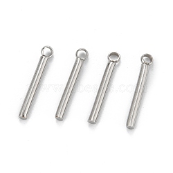 304 Stainless Steel Pendants, Column, Stainless Steel Color, 18x3x2mm, Hole: 2mm(STAS-Z034-19B-P)