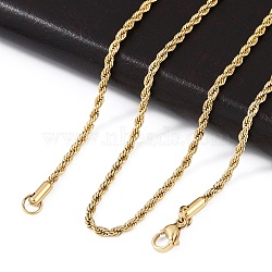 Unisex 304 Stainless Steel Rope Chain Necklaces, with Lobster Clasps, Golden, 19.7 inch(500mm)(X-STAS-D0002-33G)