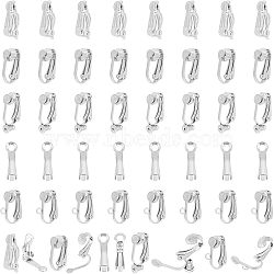 50Pcs 5 Style 201 & 304 Stainless Steel Clip-on Earring Converters Findings, for Non-Pierced Ears, Stainless Steel Color, 16~20.5x4~12x3~10mm, Hole: 0.7~3mm, 10Pcs/style(STAS-UN0038-19)