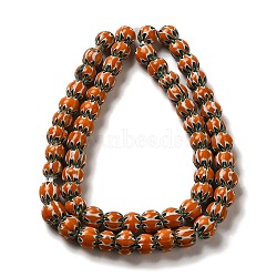 Handmade Lampwork Beads, Round, Orange, 10~13x9~12mm, Hole: 2~3mm, about 60~65pcs/strand, 25.20~25.98''(64~66cm)(LAMP-B023-08A-01)