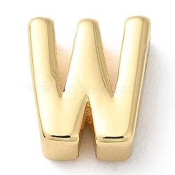 Rack Plating Brass Slide Charms, for Personalized Name Necklaces Making, Cadmium Free & Lead Free, Real 18K Gold Plated, Letter, Letter W, 8x7x3.5mm, Hole: 1.4mm(KK-M254-15G-W)