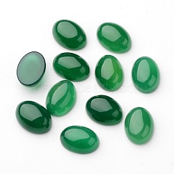 Grade A Natural Green Agate Oval Cabochons, Dyed, Dark Green, 18x13x8mm(X-G-L394-04-18x13mm)