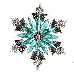 Snowflake Alloy Rhinestone Brooches for Backpack Clothes, Light Azore, 54mm(PW-WGC3E36-01)