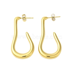 Ion Plating(IP) 304 Stainless Steel Stud Earrings, Real 18K Gold Plated, Pear, 42x20.5x4.5mm(EJEW-H009-01G-01)