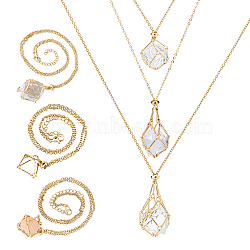 6Pcs 3 Styles 304 Stainless Steel Macrame Pouch Braided Gemstone Holder, Adjustable Pendant Necklace Making, with Curb Chains & Lobster Claw Clasps, Golden, 16~23-3/4 inch(40.5~60.5cm), 2pcs/style(NJEW-DC00002)