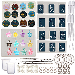 SUNNYCLUE DIY Keychain & Keychain Kit, with Twelve Constellations Silicone Molds, Plastic Transfer Pipettes, Measuring Cup, Latex Finger Cots, Waxed Cotton Cord Necklace, Alloy Keychain Findings, White, 6x0.7mm, Inner Diameter: 4.6mm(DIY-SC0009-08)