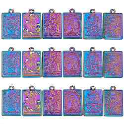 18Pcs 6 Style Rack Plating Alloy Pendants, Cadmium Free & Nickel Free & Lead Free, Tarot Charms, Rainbow Color, 23.5x14.5x1.5mm, Hole: 1.8mm, 3pcs/style(FIND-SZ0002-87)