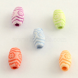 Craft Style Acrylic Beads, Barrel, Mixed Color, 6x11mm, Hole: 2mm, about 2000pcs/500g(MACR-Q153-M054)