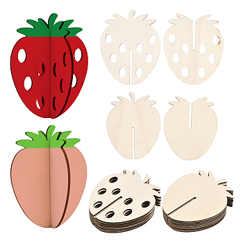 24Pcs 2 Styles Unfinished Wood Strawbeery Ornaments, PapayaWhip, 57~59x57~57.5x100mm, 12pcs/style