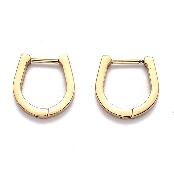 304 Stainless Steel Huggie Hoop Earrings, Horse Shoe, Golden, 15x14.5x3mm, Pin: 1mm