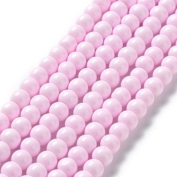 Painted Glass Bead Strands, Baking Paint, Round, Lavender Blush, 6mm, Hole: 1.3~1.6mm, about 133pcs/strand, 31.4 inch
