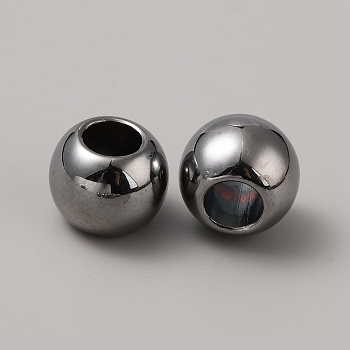 CCB Plastic European Beads, Large Hole Beads, Round, Gunmetal, 12x9.8mm, Hole: 5.8mm, 50pcs/bag
