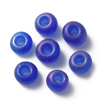 Transparent Frosted Glass Beads, Rondelle, Blue, 5x3.5mm, Hole: 1.2mm, about 2400pcs/200g