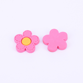 Resin Cabochons, DIY Accessories, Flower, Hot Pink, 17x18x3mm