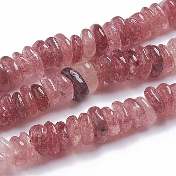 Natural Strawberry Quartz Beads Strands, Chip, 11~17x9~11x2~4mm, Hole: 0.9mm, about 124pcs/strand, 15.75 inch(40cm)