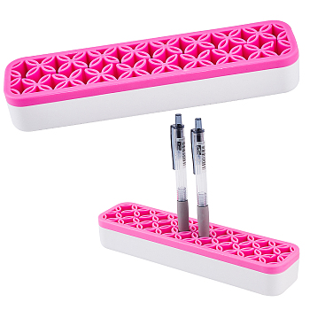 Multipurpose Silicone Storage Box, for Cosmetics Brush Holder, Pen Holder, Toothbrush Holder, Lipstick Holder, Rectangle, Hot Pink, 21.1x5.2x3.25cm