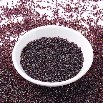MIYUKI Round Rocailles Beads, Japanese Seed Beads, (RR367) Garnet Lined Ruby AB, 11/0, 2x1.3mm, Hole: 0.8mm, about 5500pcs/50g