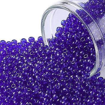TOHO Round Seed Beads, Japanese Seed Beads, (8) Transparent Cobalt, 11/0, 2.2mm, Hole: 0.8mm, about 1110pcs/10g