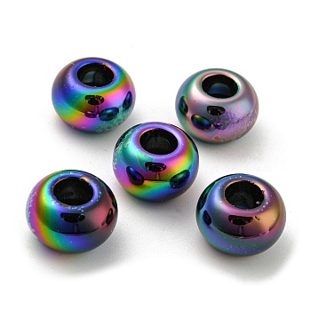 UV Plating Acrylic Beads, Iridescent, Rondelle, Rainbow Plated, 13.5x8.5mm, Hole: 5.7mm