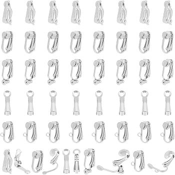 50Pcs 5 Style 201 & 304 Stainless Steel Clip-on Earring Converters Findings, for Non-Pierced Ears, Stainless Steel Color, 16~20.5x4~12x3~10mm, Hole: 0.7~3mm, 10Pcs/style