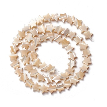 Natural Trochid Shell/Trochus Shell Beads, Star, Navajo White, 8x8.5x2.5~3mm, Hole: 0.8mm, about 55pcs/strand, 15.55 inch(39.5cm)