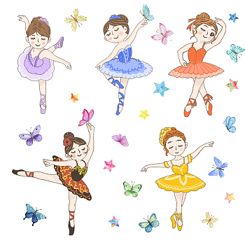 PVC Wall Stickers, Wall Decoration, Ballet Pattern, 390x900mm