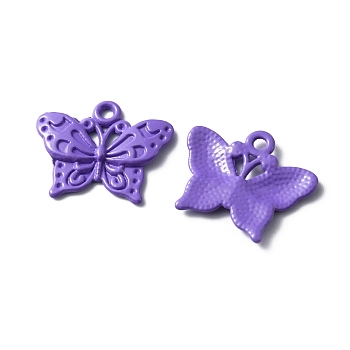 Baking Painted Alloy Pendants, Butterfly Charm, Medium Orchid, 16.5x20x2mm, Hole: 1.5mm