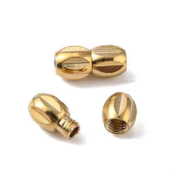Brass Screw Clasps, Peanut, Light Gold, 11x5mm, Hole: 0.5mm