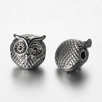 Owl Alloy Beads, Gunmetal, 11x11x9mm, Hole: 1.5mm