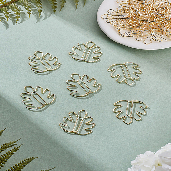 30Pcs Iron Paper Clips, Bookmark Marking Clips, Monstera Leaf, Golden, 30x31x1mm