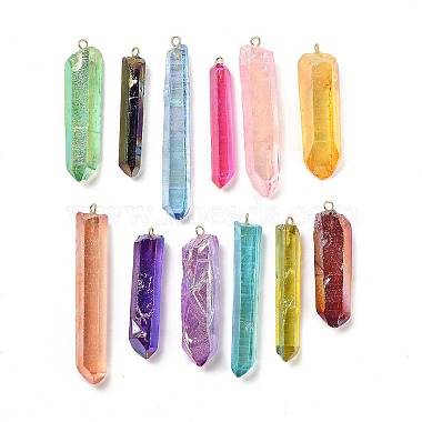 Golden Mixed Color Bullet Quartz Crystal Pendants