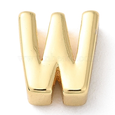 Real 18K Gold Plated Letter W Brass Slide Charms