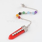 Resin Bracelets Making, with Gemstone Beads and Alloy Findings, Red, 230mm(RESI-D048-02)