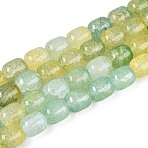 Baking Paint Crackle Glass Beads Strands, Barrel, Dark Sea Green, 9.5~10x8~8.5mm, Hole: 0.8~1.4mm, about 79~83pcs/strand, 29.92~31.5''(76~80cm)(DGLA-N019-01B-08)