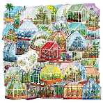 50Pcs Plants PET Cartoon Stickers, Self-adhesive Decals, for Suitcase, Skateboard, Refrigerator, Helmet, Colorful, 43~55x46~60x0.1mm(STIC-T0001-12)